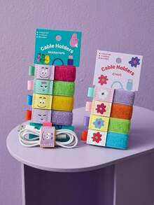 Joivida 4Pcs Cute Cartoon Magic Tape Cable Ties – Multi-Use Organizer For PC & Earphone Wires - Multicolor - View 1