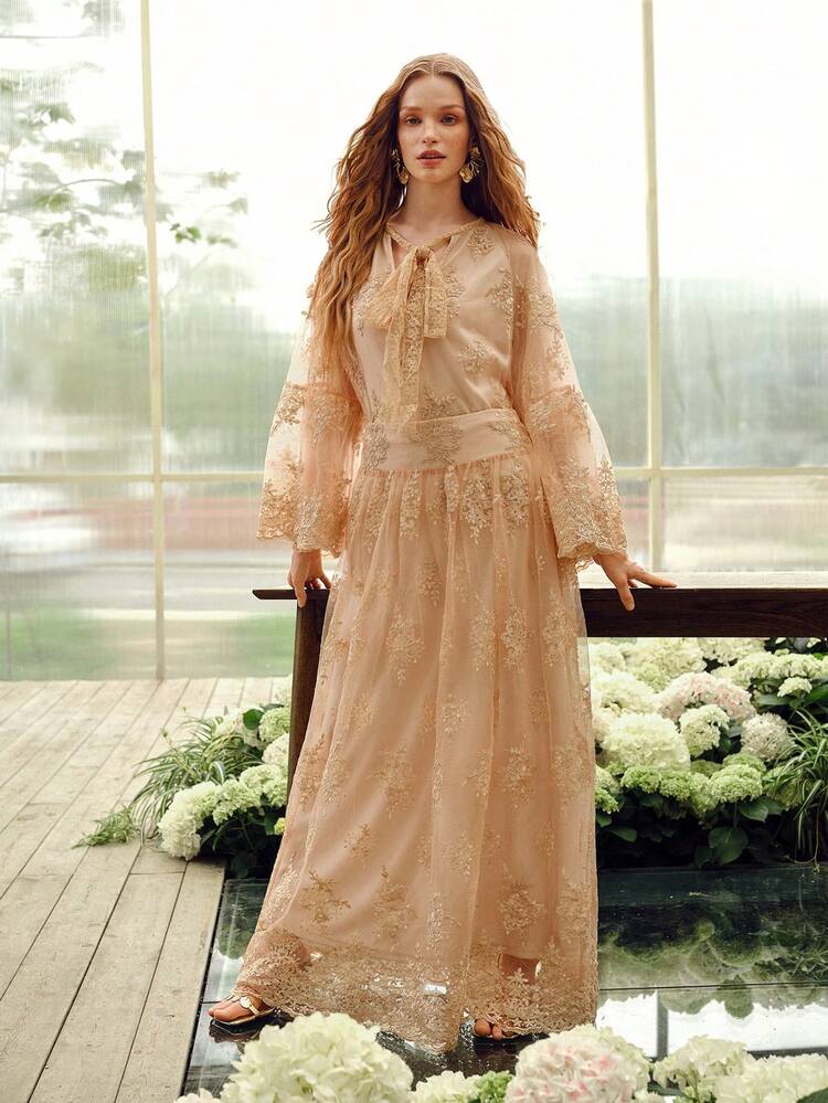 NICHE RESORT 26 EARLY AUTUMN LACE EMBROIDERY LOOSE A-LINE SKIRT