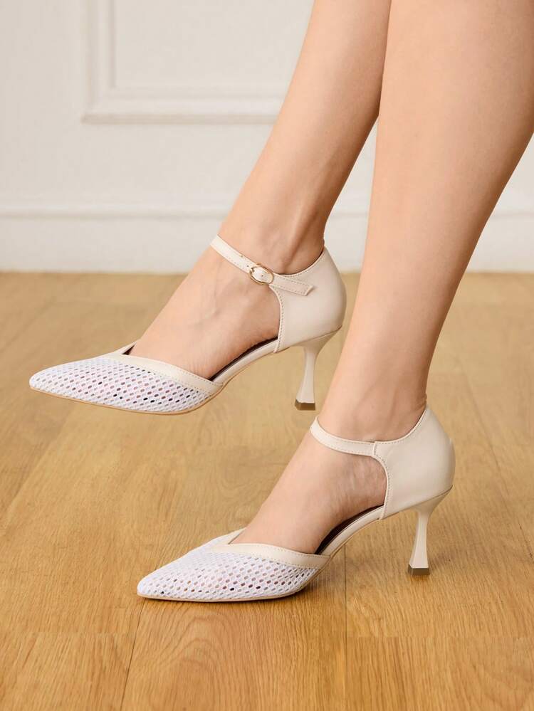 CUCCOO HITCHD Women'shoes Spring And Summer New Stiletto High Heel Romantic Elegant White Glitter Mesh Flower Women's High Heel Shoes Dress Shoes Bridal Shoes Wedding Season Party Valentine's Day Elegant Wear