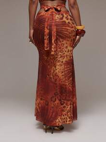 MUSERA Chân váy maxi dáng suông cạp thấp, chất liệu chiffon họa tiết da báo, thích hợp cho mùa xuân hè, lễ hội Ibiza, kỳ nghỉ, du lịch, dễ thương, gợi cảm, phong cách Y2K, đi chơi đêm, câu lạc bộ, nhiệt đới, quyến rũ. - Nhiều màu - Xem 4