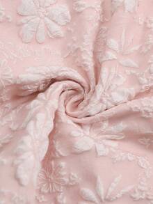 Franclia Summer Pink Floral Elegant Vacation Holiday French Gentle High Waist Embossed Midi Skirt,Pleated Flared A-Line Umbrella Fairy Long Skirts - Pink - View 5