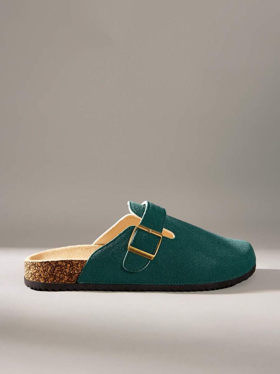 Solecia Women's Fashion Platform Slippers, Round Toe Square Buckle Decorative Spring Shoes, Suitable For Spring, Easter, Christmas - Dark Green - View 1