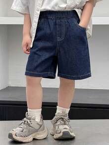 DAZY Toddler Boys' Washed Camouflage Print Denim Shorts Summer - Navy Blue - View 4
