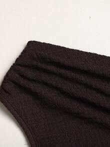 SHEIN 少女棕色提花露肩T恤和长裙休闲套装 - 棕色 - 查看 5