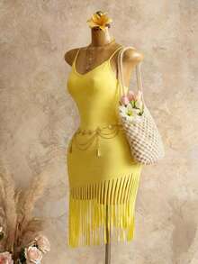 BamGleam 女士夏季时尚吊带系带刺绣流苏黄色度假连衣裙，适合夏季穿着，包括沙滩装、邮轮装等。黄色无袖长款连衣裙，适合度假、海滩等各种场合。也适合度假、夏季等各种场合。夏季服装、夏季服装、夏季套装、夏季沙滩装、邮轮套装、加勒比海游艇套装、牙买加夏季套装等都是不错的选择。 - 黃色 - 查看 1