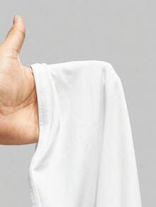 ROMWE Anime 动漫复古病娇十字音乐标语不对称肩性感女款T恤 - 白色 - 查看 5