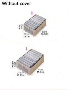 1 pieza de bolsa de almacenamiento plegable para ropa y mantas, caja de almacenamiento con ventana transparente y asa, cesta de almacenamiento de lino plegable reforzada, la tela se puede colocar en el estante de almacenamiento del armario, caja de almacenamiento de ropa grande para el dormitorio, armario - Beis - Ver 11