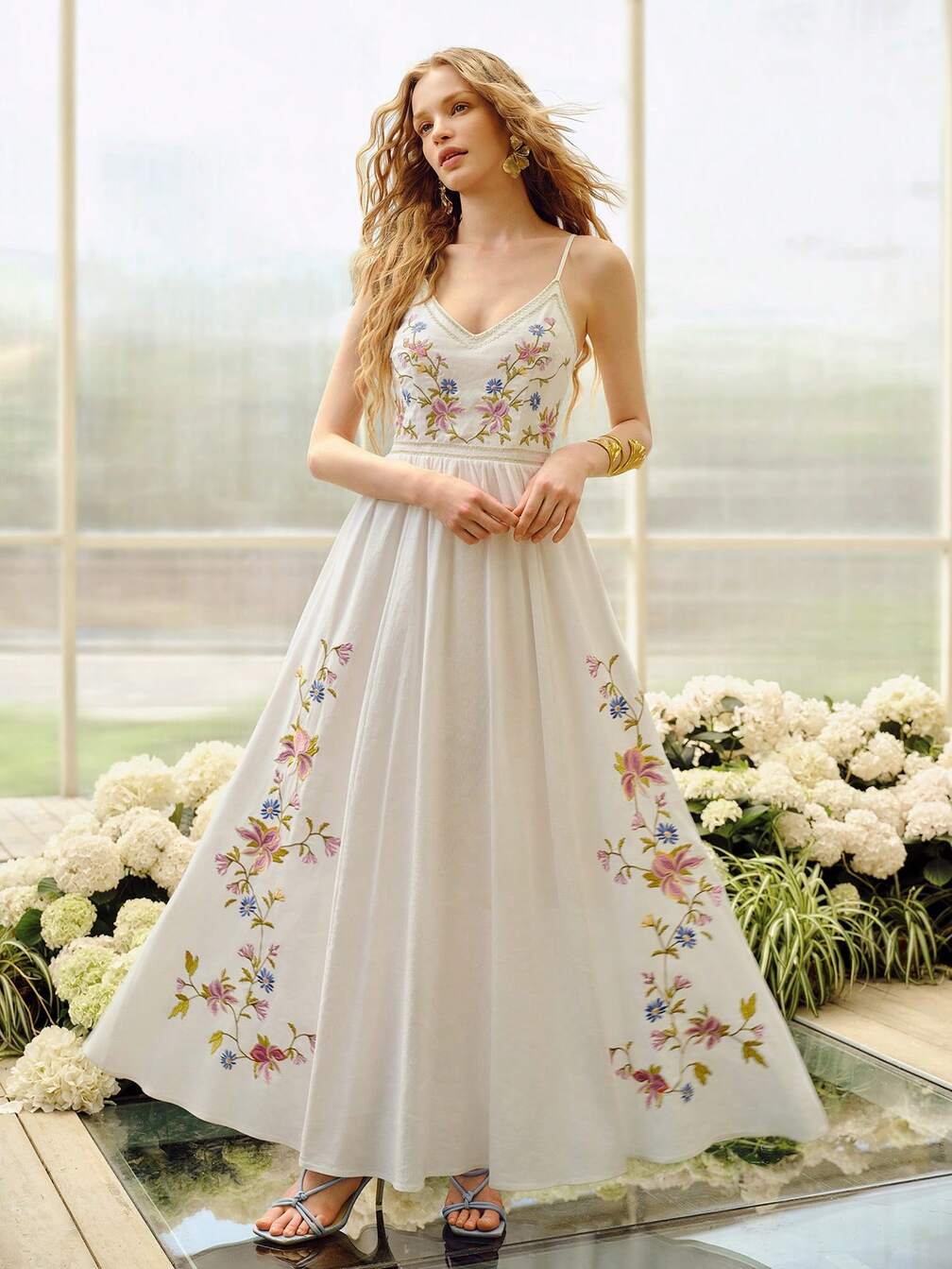 embroidered slip dress Vampire Rose Embroidery this slip dress is as perfect for a quiet evening at home as it is for a special occasion MOTF LINEN COLORFUL EMBROIDERED SLIP