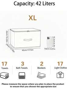 带盖可折叠收纳箱，防水袋，可用于整理衣物、玩具，米色亚麻布面料，加厚PP板，可堆叠，防刮擦，适合收纳床上用品、牛仔裤、卧室装饰品，家居收纳及季节性装饰，秋季礼物 - 米色 - 查看 16