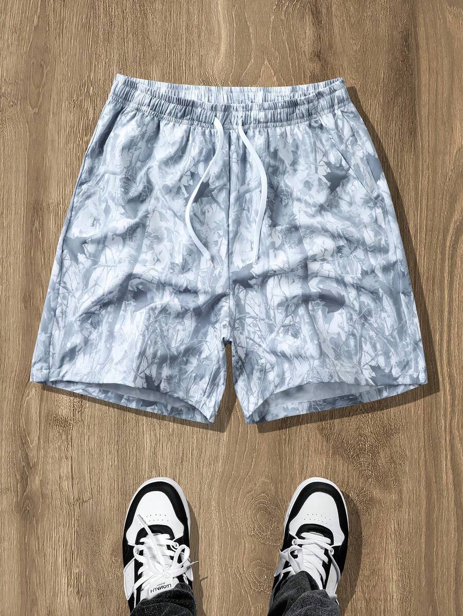 VIVINTIMO Pantalones cortos casuales de verano con estampado de camuflaje para hombres - Beis - Ver 1