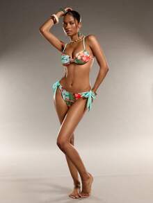 Swim Glamine 女士印花泳衣套装，适合海滩度假，包括比基尼套装、聚拢型泳衣、比基尼套装、泳装、聚拢型比基尼、沙滩装、可爱印花泳衣。 - 彩色 - 查看 9