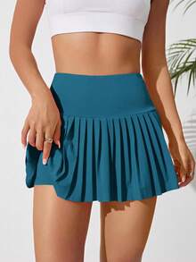 CourtClass Breathable Softness Pleated Sports Skort Blue Skirttennis Skirt Athletic Skirt - Cadet Blue - View 5