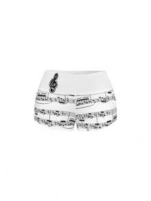 J-Fashion Spring /Summer Plus Size Y2K Retro Millennium Symbol Print Patchwork Women Shorts - White - View 1