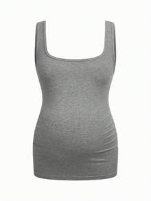 Modmama 夏季孕妇撞色方领修身休闲背心 - 彩色 - 查看 4