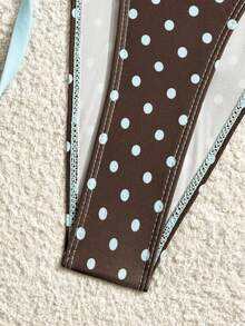 SHEIN Swim Vcay Bộ đồ bơi 3 mảnh nữ in chấm bi, kiểu dáng tam giác nhỏ, buộc dây bên hông, xếp ly, thích hợp cho tiệc trà chiều mùa hè trên bãi biển. - Nhiều màu - Xem 5