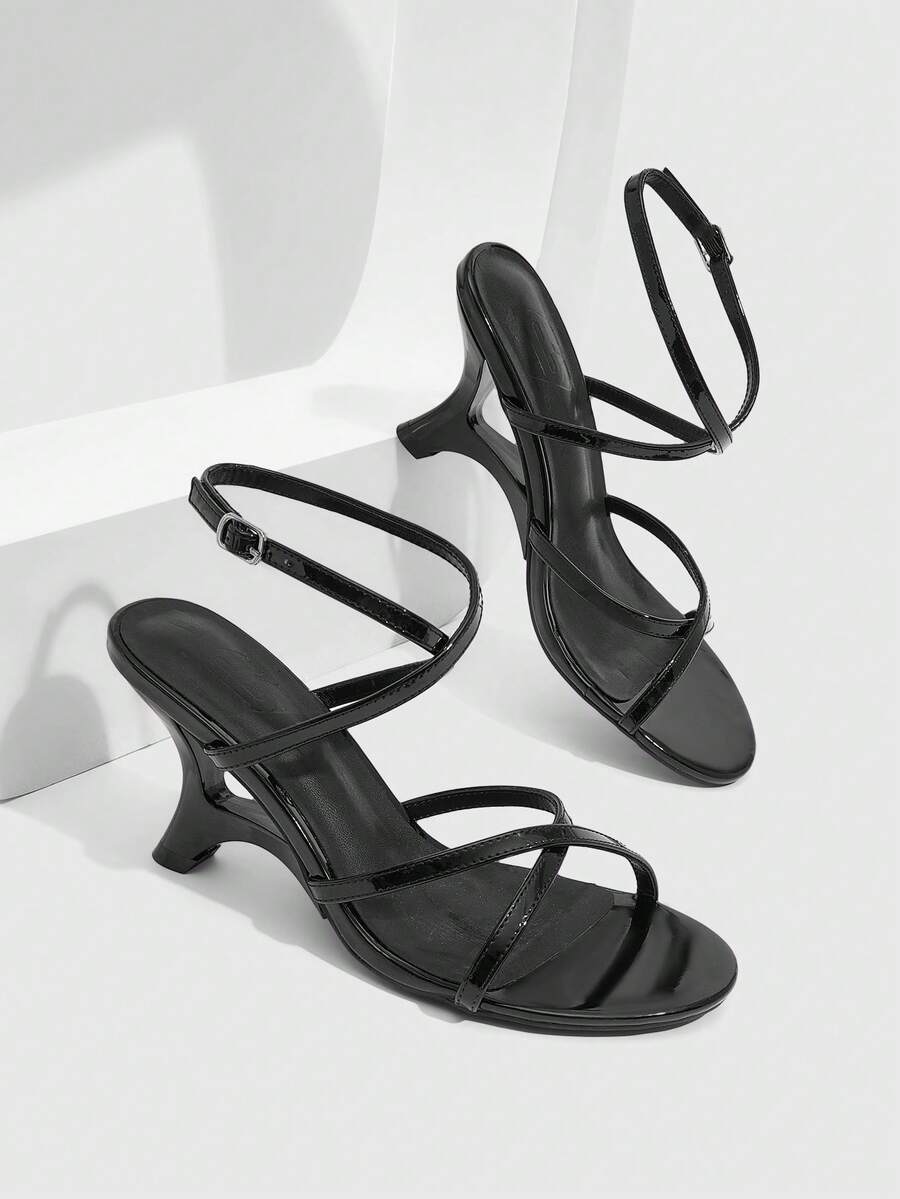 CUCCOO SZL Women's Ankle Strap Sandals For Christmas Summer Shoes - Black - View 1