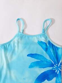 SHEIN Sparklyn 夏季女童无袖长裙，色彩缤纷的水果印花，充满活力，修身剪裁，侧开衩下摆，非常适合外出和拍照！ - 彩色 - 查看 4