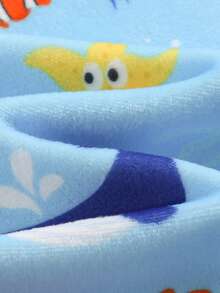 Cozy Pixies 新生儿可爱海洋生物印花连帽罩衫泳衣，沙滩/度假风 - 藍色 - 查看 6