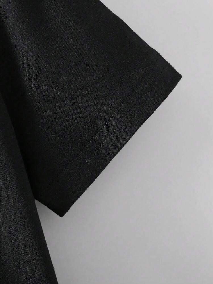 Áo thun cổ tròn in chữ hoạt hình phong cách thường ngày cho bé trai, đa năng, phù hợp mặc hàng ngày. - màu đen - Xem 3