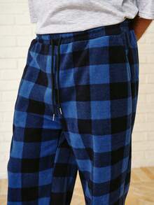 Zalmeno Quần tây túi xéo họa tiết gingham dành cho nam, dành cho mùa thu đông - Màu xanh lam - Xem 4