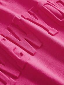 SHEIN Set casual da 2 pezzi per ragazze pre-adolescenti, composto da maglietta larga e pantaloncini skinny, colore magenta - Fucsia - Visualizzare 3