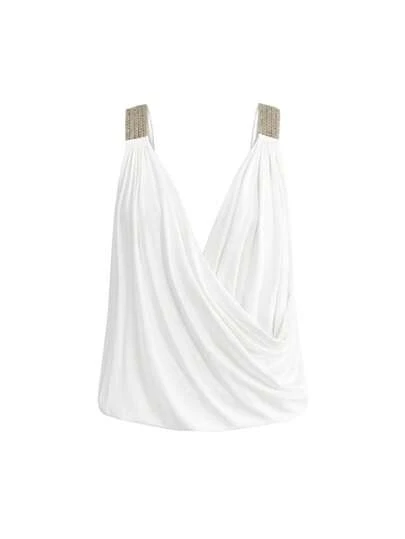 ROMWE Áo không tay cổ sâu, đính cườm và thêu họa tiết, thích hợp cho lễ hội âm nhạc dành cho nữ.