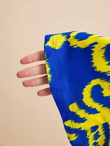 LOTSLUV Chân váy nữ họa tiết toàn thân, xẻ tà, thích hợp cho kỳ nghỉ, đi biển và dạo chơi. - Màu xanh lam - Xem 8