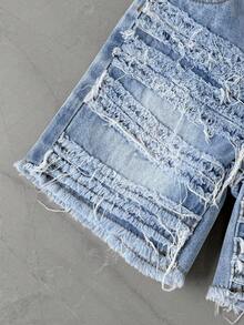 Young BoyBlue Denim Frayed Hem Shorts - Light Wash - View 5