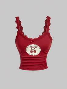 SHEIN MOD 3件套女士夏季休闲蕾丝边吊带背心 - 彩色 - 查看 9