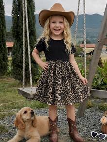 Emery Rose Kids Emery Rose Kids 女童针织背心碎花拼接连衣裙，休闲穿着，春夏度假装扮；女童豹纹连衣裙；豹纹印花连衣裙；幼儿少女连衣裙；女童夏季服装；儿童豹纹印花；女童豹纹吊带连衣裙，夏季服装；女童豹纹服装；儿童夏季服装；女童派对礼服；儿童连衣裙；迷人儿童连衣裙；儿童沙滩裙；可爱女童连衣裙 - 黑色 - 查看 6