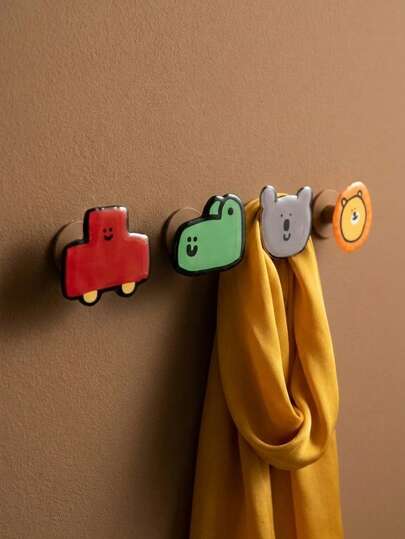 Joivida 可爱卡通动物墙钩，色彩缤纷的狮子熊飞机汽车造型挂钩，免打孔强力粘胶防水可重复使用墙面挂钩，无缝家居收纳挂钩，可用于悬挂毛巾、钥匙、帽子、包包、厨具、衣物、雨伞、背包等，重型壁挂式收纳挂钩，适用于浴室、厨房、卧室、客厅、门、衣柜等，轻便易携，是理想的生日礼物、返校礼物，适合儿童、青少年、成人日常居家使用。