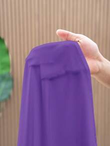 Slaydiva Plus Size Round Neck Batwing Sleeve White A-Line Knee-Length Casual Spring/Summer Dress - Purple - View 8