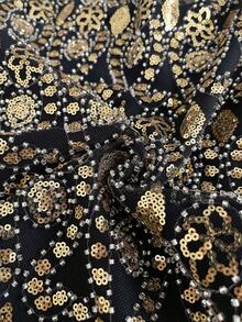 Glimmora Áo hai dây lưới xuyên thấu màu đen đính sequin hình lá và hạt cườm - màu đen - Xem 4