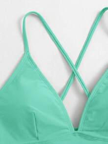 Swim Basics Top de bikini de tirantes finos y espalda descubierta para el verano - verde menta - Ver 4
