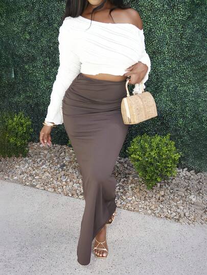 Chea Andrea Falda plisada con bajo de cola de pez de unicolor para mujer, vacaciones