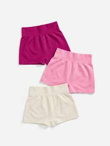 Powerista Solid Color Pleated 3-PCS Tight Fit Athletic Shorts,Seamless Summer Back Hip Pleating Technique - Multicolor - View 6