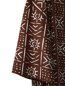 INAWLY Chaqueta larga de manga larga elegante de talla grande - Abrigo largo de poliéster versátil de moda, con estampado total, casual y holgado, apto para todas las estaciones - Marrón - Ver 7