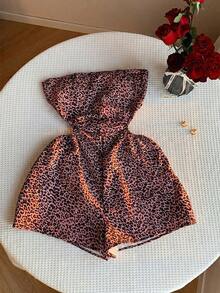Comfortcana Mono de talla grande con estampado de leopardo rojo y cordones, adecuado para vacaciones en la playa, uso en primavera/verano, de moda y versátil - Rojo - Ver 4