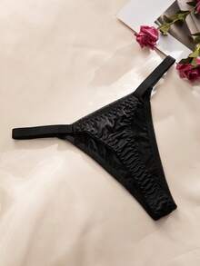 8件套黑色舒适女士内裤，休闲丁字裤，弹力面料 - 黑色 - 查看 7