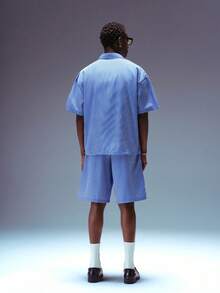 STYNVO Men's Fashionable Striped Print Short Sleeve Shirt - Blue - View 2