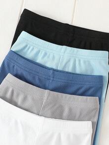 SHEIN Playful Pals 5 piezas/paquete Pantalones unisex para bebé con estampado de rayas y estrellas, ropa cómoda para el hogar - Multicolor - Ver 7