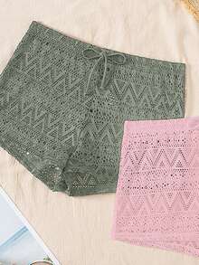 Swim Basics Women's Black & White 2-Piece Lace Briefs - Multicolor - View 4