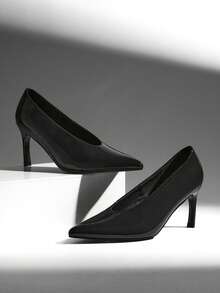 SHUZIA Women's Elegant Point Toe Stiletto Classic Pumps - Black - View 1