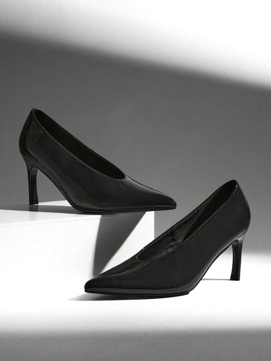 SHUZIA Women's Elegant Point Toe Stiletto Classic Pumps - Black - View 1