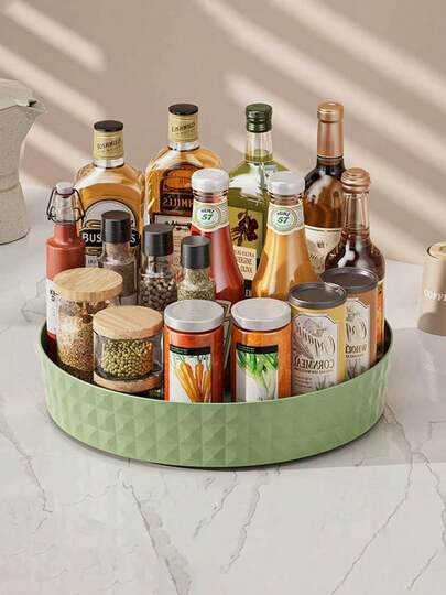 1 pieza Estante giratorio de cocina multifuncional para mostrador, botella de condimento, almacenamiento de salsa de soja, vinagre, bandeja de frutas, estante giratorio de 360°, cocina, accesorios de cocina, organización y limpieza de cocina