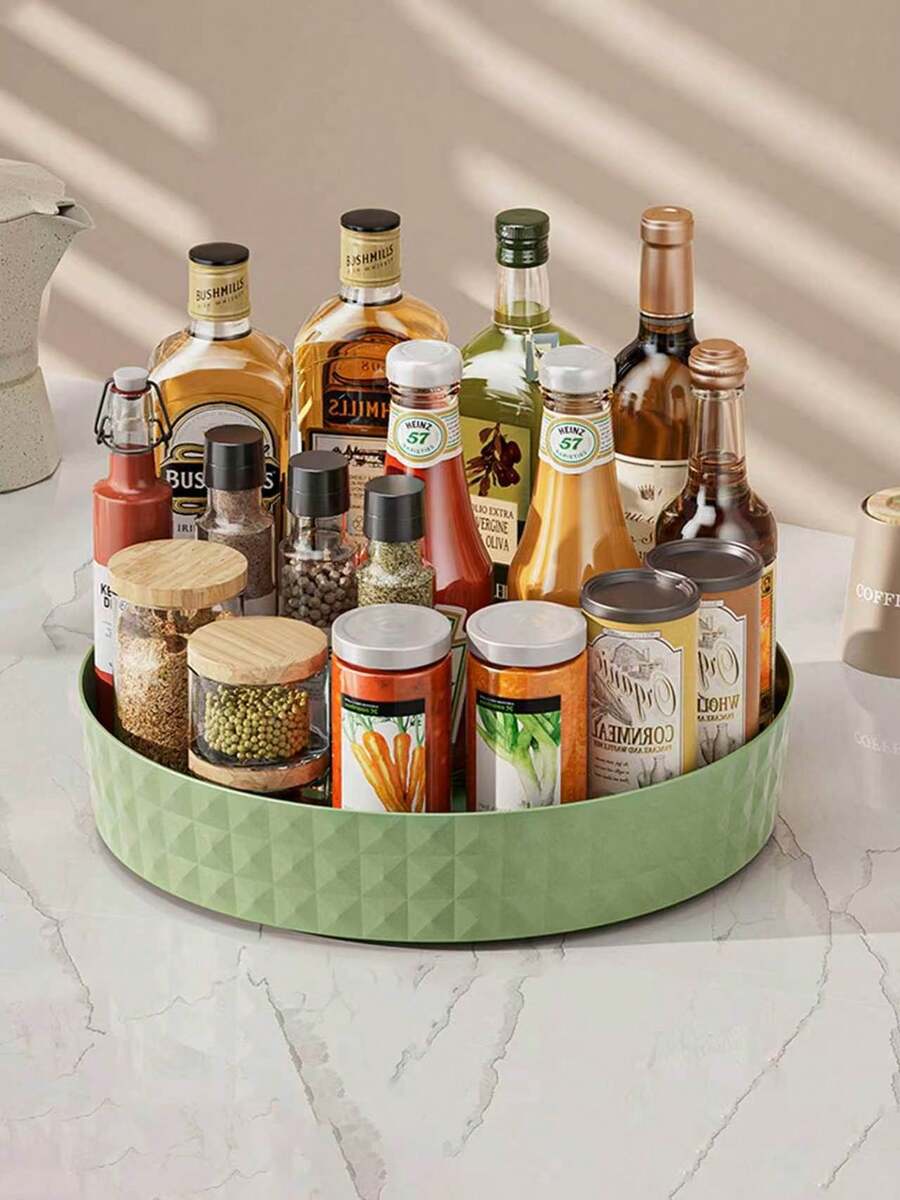 1pc Kitchen Rotating Shelf Multi-Functional Countertop Condiment Bottle, Soy Sauce, Vinegar Storage Rack, Fruit Tray 360° Rotating Storage Rack, Kitchen, Kitchen Accessories, Kitchen Organization And Tidying - Multicolor - View 1