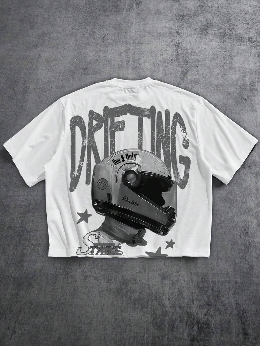Manfinity ZONE917 OEM Digital Full Print Loose Cropped T-Shirt (High Quality) - White - View 1