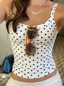 Camiseta de tirantes de verano casual y sencilla con estampado de rayas para mujeres - Negro - Ver 3