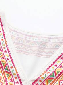 Franclia Blouse décontractée à col V, imprimé fruits, animaux, fleurs et papillons, blocs de couleurs, élégante et mignonne, style rétro, pour vacances et plage, taille grande, printemps/été - Multicolore - Voir 5