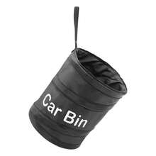 Portable Foldable Car Trash Can, Universal Foldable Car Garbage Can, Waste Paper Basket, Hanging Travel Storage Box Bag - Black - View 3